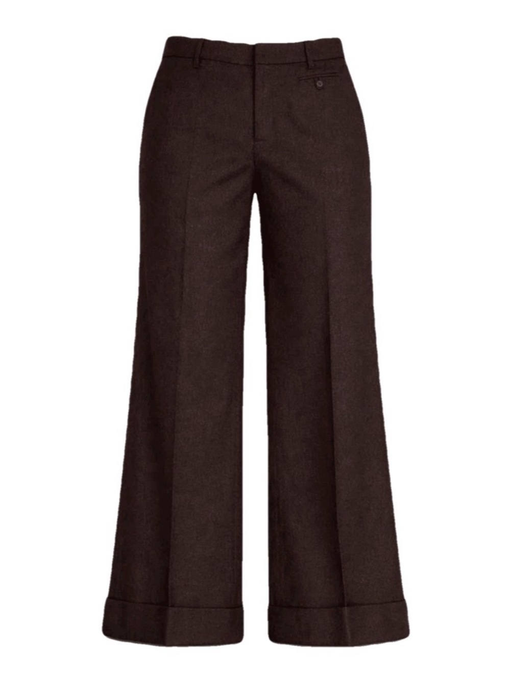 Wool Wide-Leg High-Waist Pants in Dark Chocolate Brown